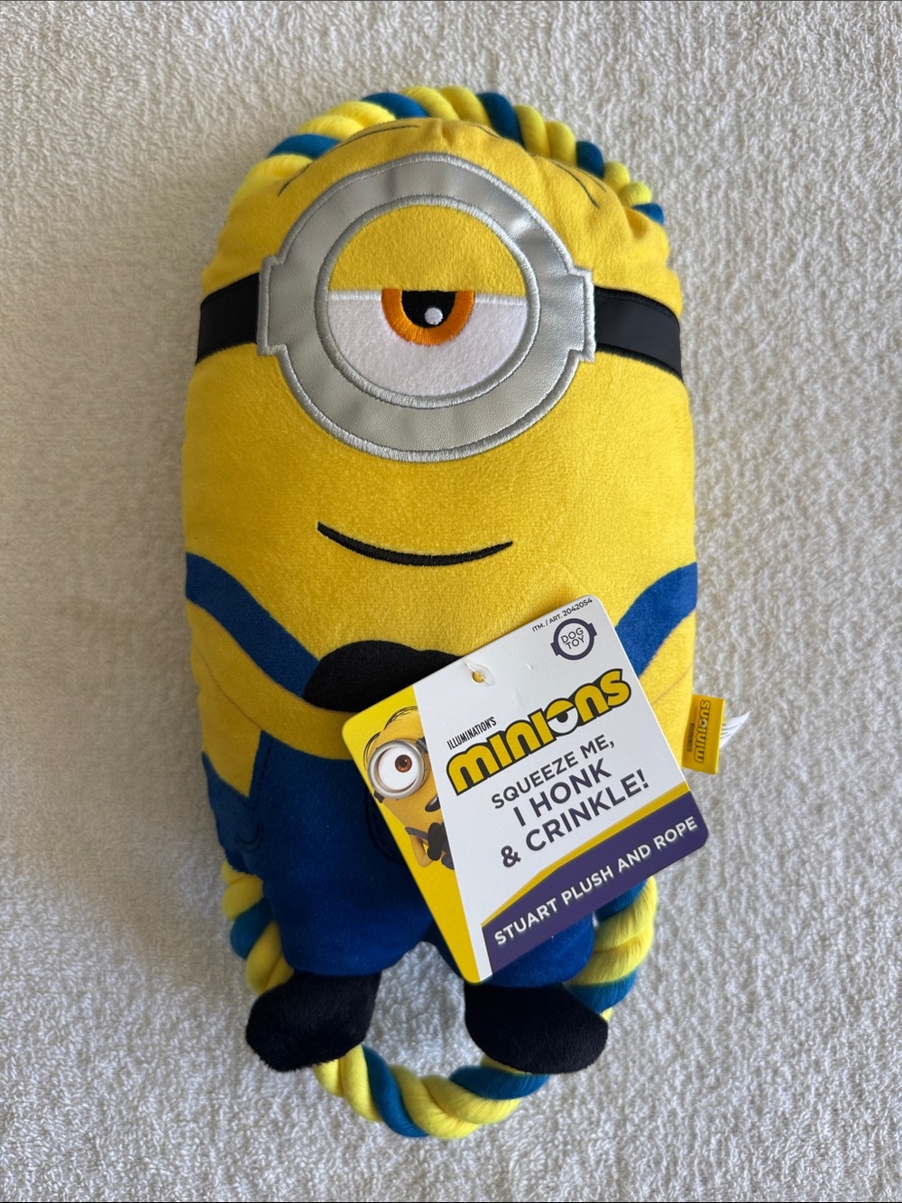 Universal Minions Stuart Plush Rope Dog Toy - Yellow and Blue